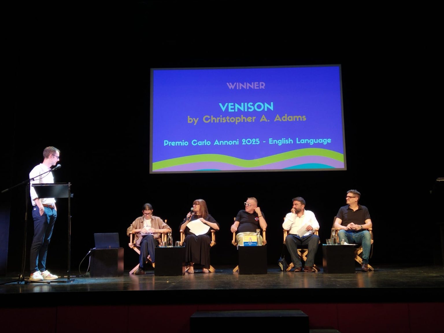 Christopher Adams accepting the Carlo Annoni Prize 2025 for Venison